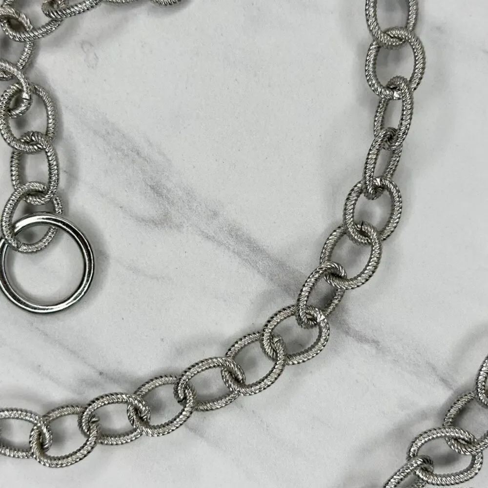 Chico's Textured Oval Link Chain Belt Spring Ring Clasp One Size (OS) ✨